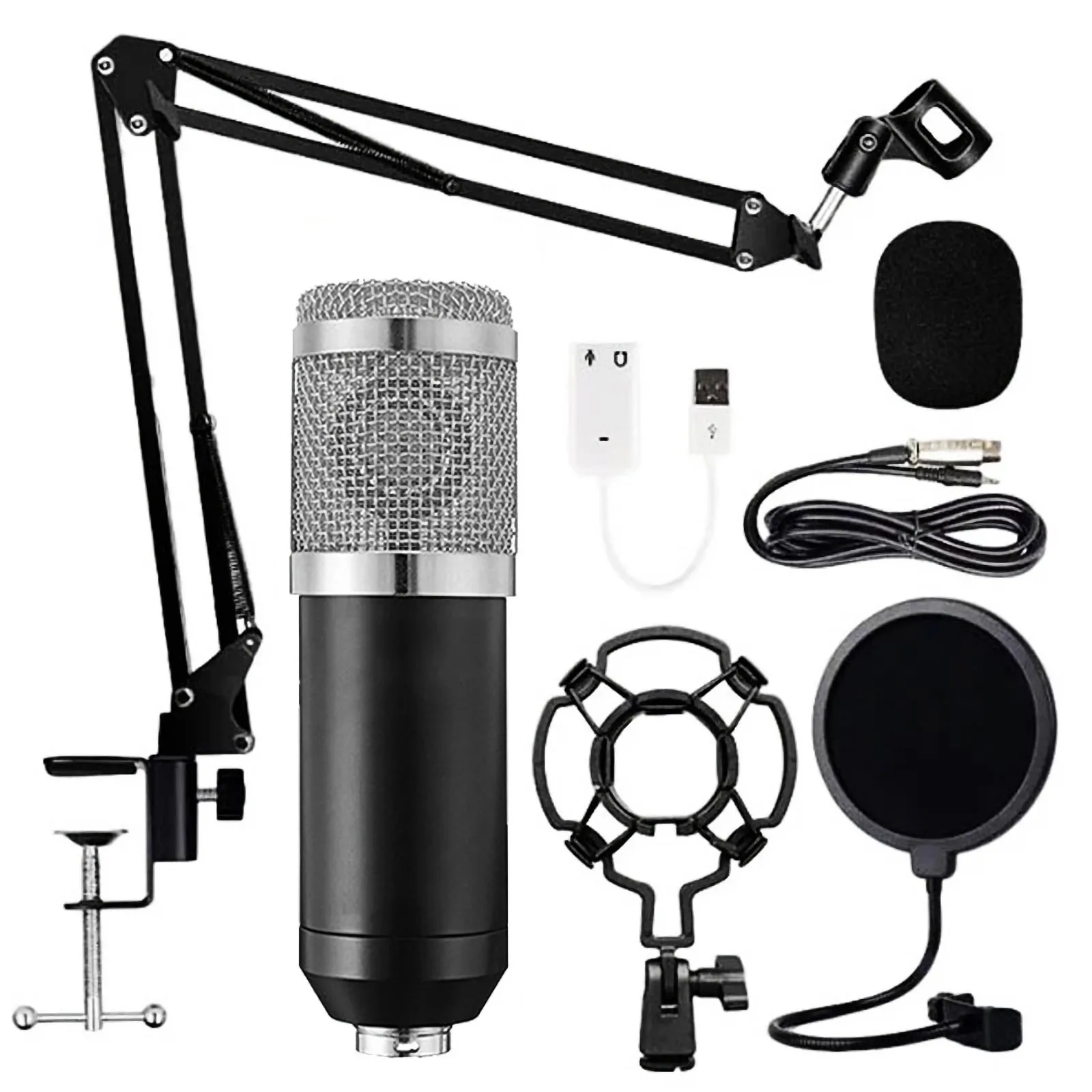 BM800 Professional Condenser Microphone Podcast Live Broadcast Equipment USB MIC Microfone Set Studio Mic with Arm Stand - Image 6