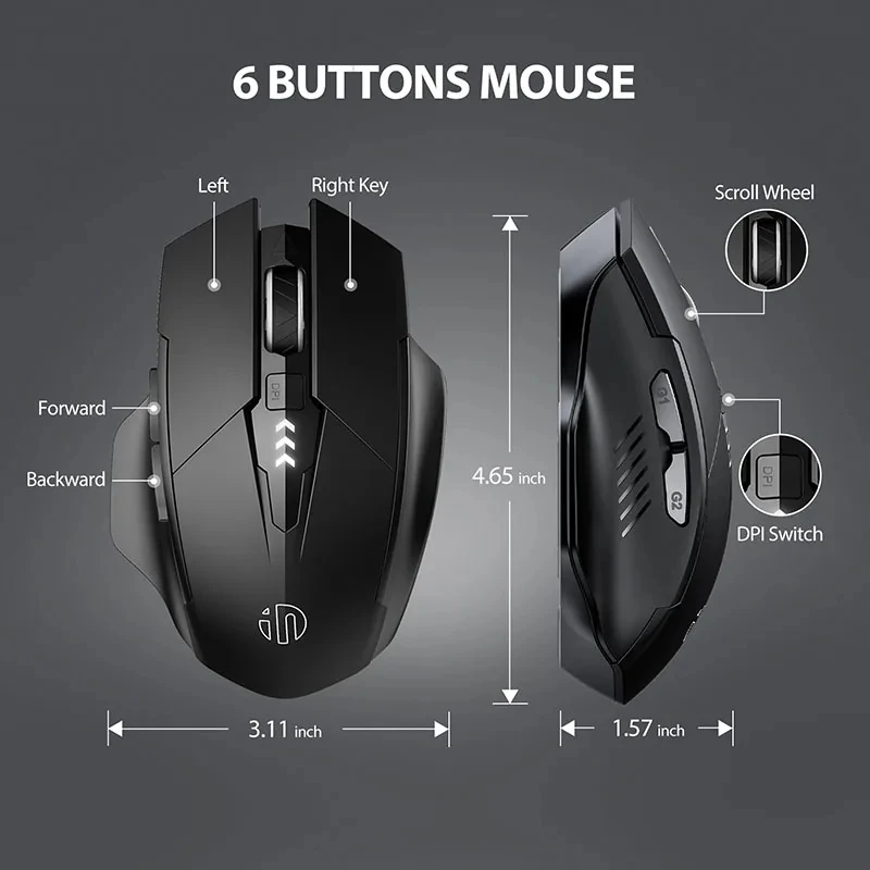 INPHIC F1S/F1/A1 2.4G Wireless Mouse 500mAh Ergonomic Rechargeable Silent Mouse Office Home Laptop Desktop Computer Universal - AliExpress 7 - Image 6