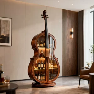 American cello North American black walnut wine cabinet display living room art European solid wood designer  - Color : ash wood