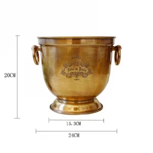 Hand Carved Brass Ice Wine Bucket Cooler Whiskey Wine Holder Retro Luxury Home Bar Wine Barrel Copper Carving Whiskey Barrel - Color : large