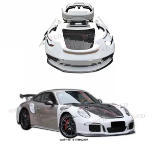 Half Carbon Fiber Gt3 Style Front Bumper Engine Hood Rear Tail Spoiler Fender Plate Back Bar BodyKit forPorsche 911 991.1 991.2
