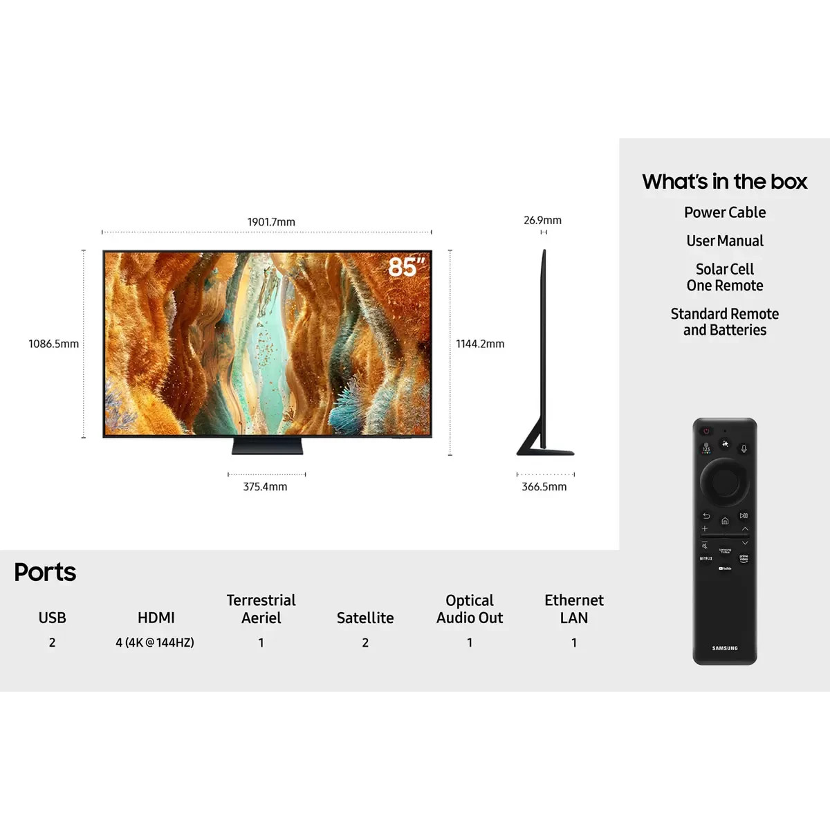 Samsung QE85QN70FAUXXU 85 Inch Neo QLED 4K Ultra HD Smart TV Black - Image 3