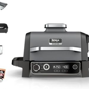 Ninja Woodfire Electric BBQ Grill & Smoker, Portable, Grey/Black, OG701UK, | 7-in-1 Outdoor Grill & Air Fryer, Roast, Bake, Dehydrate, Uses Woodfire Pellets, Weather Resistant, Non-Stick, Electric