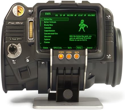 The Wand Company Pip-Boy 3000 Fallout 3 New Vegas Die-Cast Replica FM Radio and Alarm Clock LCD Screen with Memory Foam Cuff and Stand Officially Licensed by Bethesda Amazon.co.uk: Toys & Games - Image 3