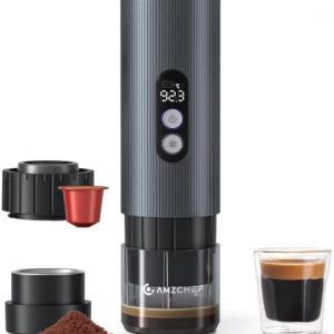 AMZCHEF Portable Coffee Maker 20Bar, 2-IN-1 Self-Heating Portable Espresso Maker with LCD Display, USB-C Rechargeable, Compatible with NS Capsule & Ground Coffee for Camping, Travel, Office & Home Use  Amazon.co.uk: Business, Industry & Science