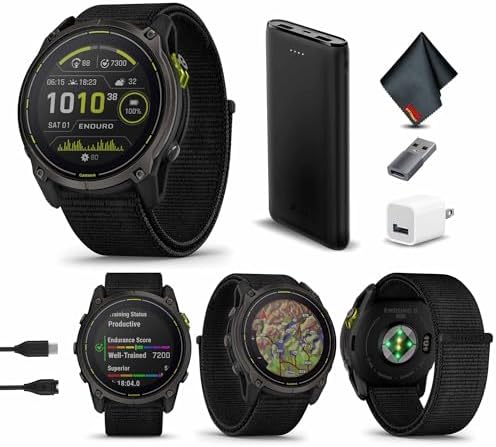 Garmin Enduro 3, Solar, Sapphire (Carbon Gray) Smartwatch Bundle | For Running, Training & Health | 90-Day Battery | Built-In Flashlight | Detailed Mapping | Carbon Gray DLC Titanium Amazon.co.uk: Electronics & Photo
