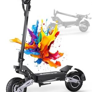 OOTD T10 Electric Scooter, 11 Inch Adult E Scooter Foldable with 48V 18Ah Battery 60KM Long Range, Big HD Display and Double Braking System & Shock Absorption, Off Road Electric Scooters for Teens