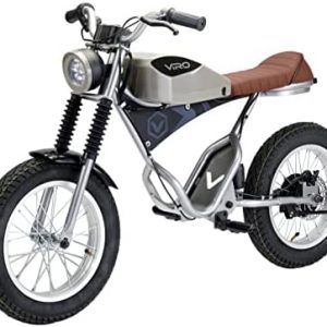 Viro Rides Cafe Racer - Motorized Electric Mini-Bike with Rechargeable Battery, Working LED Lights, & Instrument Panel - Parent-Controlled Speed Limiter - 6-Mile Range - For Kids Ages 8+