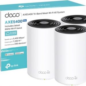 TP-Link Deco XE75 Pro(3-pack) AXE5400 Tri-Band Mesh WiFi 6E System | 2.5Gbps Ports, AI-Roaming WiFi Router Extender Booster, IoT WiFi, HomeShield, VPN, Gaming & 4K, Easy Setup, Alexa