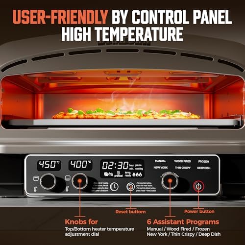 BIG HORN OUTDOORS Pizza Oven Indoor, 14 Inch Electric Countertop Pizza Oven with 6 Preset Modes, Perfect Pizza Maker Machine for Home, Pizza Cooker with Pizza Stone and Pizza Peel, Stainless Steel - Image 4