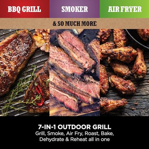 Ninja Woodfire Electric BBQ Grill & Smoker, Portable, Grey/Black, OG701UK, | 7-in-1 Outdoor Grill & Air Fryer, Roast, Bake, Dehydrate, Uses Woodfire Pellets, Weather Resistant, Non-Stick, Electric - Image 3