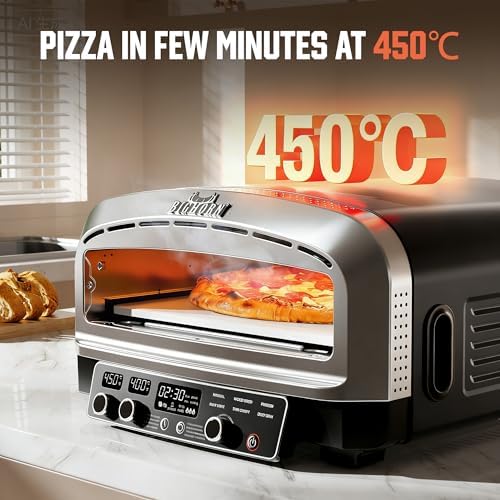 BIG HORN OUTDOORS Pizza Oven Indoor, 14 Inch Electric Countertop Pizza Oven with 6 Preset Modes, Perfect Pizza Maker Machine for Home, Pizza Cooker with Pizza Stone and Pizza Peel, Stainless Steel - Image 2