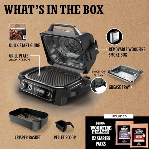 Ninja Woodfire Electric BBQ Grill & Smoker, Portable, Grey/Black, OG701UK, | 7-in-1 Outdoor Grill & Air Fryer, Roast, Bake, Dehydrate, Uses Woodfire Pellets, Weather Resistant, Non-Stick, Electric - Image 2