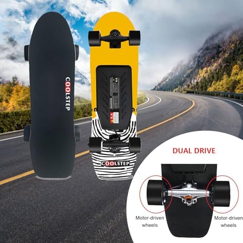 GLWABOMARS Electric Skateboard with Remote, 800W Electric Longboard, 26 Mph Top Speed & 16 Miles Range, Max Load 300lbs, Safety Sandpaper, Suitable for Adults & Teens Beginner Dualdrive-D - Image 4