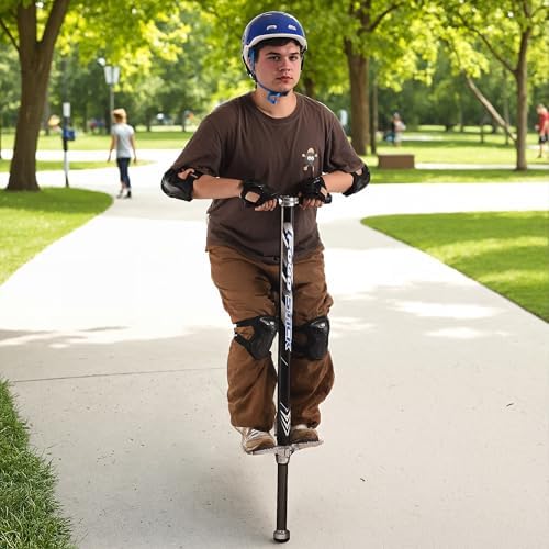 Relaxdays Pogo Stick for Adults, Padded, Non-Slip, Stainless Steel, Up to 110 kg, 122x42x9.5 cm, Black | Padded, outdoor jump bar, non-slip, stainless steel - Image 2