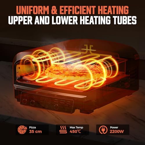 BIG HORN OUTDOORS Pizza Oven Indoor, 14 Inch Electric Countertop Pizza Oven with 6 Preset Modes, Perfect Pizza Maker Machine for Home, Pizza Cooker with Pizza Stone and Pizza Peel, Stainless Steel - Image 3