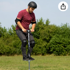 Relaxdays Pogo Stick for Adults, Padded, Non-Slip, Stainless Steel, Up to 110 kg, 122x42x9.5 cm, Black | Padded, outdoor jump bar, non-slip, stainless steel